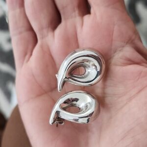 VTG Sterling Silver Puffer Modernist Earrings